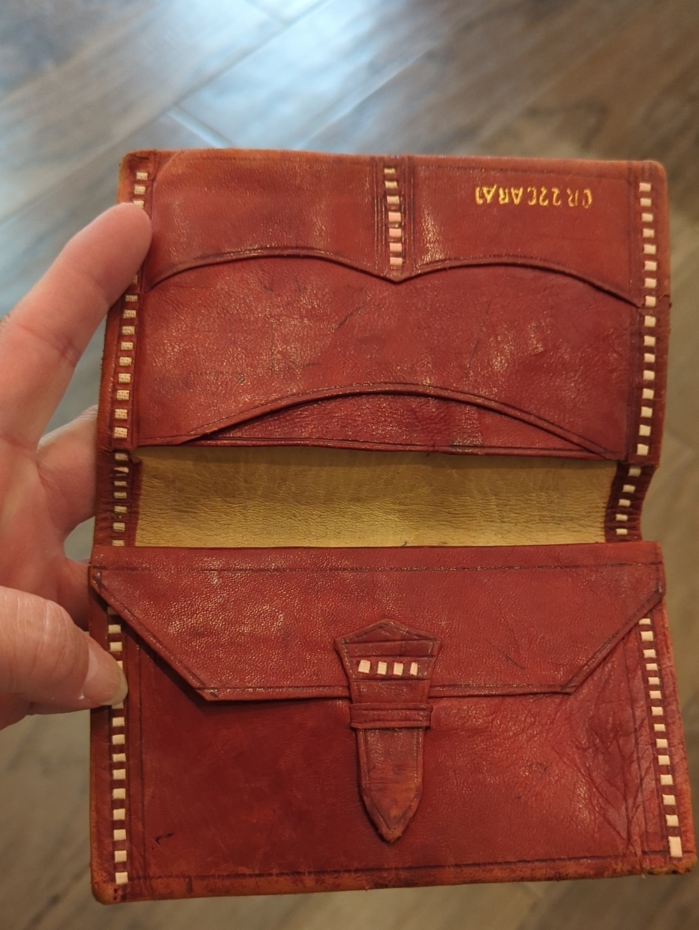 Red Embossed Leather Wallet - Picture 2 of 10